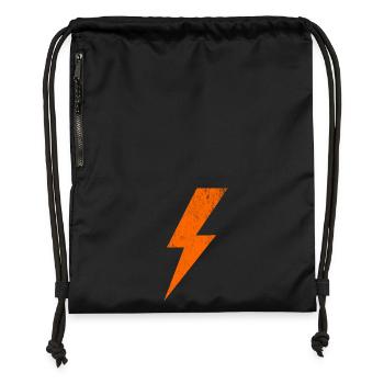 Glowing lightning design - Gymsac made from recycled material - black - Front