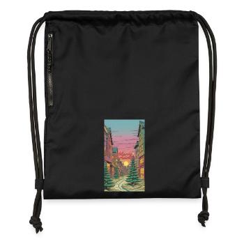 Merry Christmas Winter Village Scene Merry - Gymsac made from recycled material - black - Front