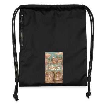 Biarritz Seaside Retro Illustration France City - Gymsac made from recycled material - black - Front