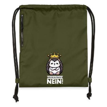 Before You Ask Hedgehog Hedgehog Lover Hedgehog Stinger - Gymsac made from recycled material - military green - Front