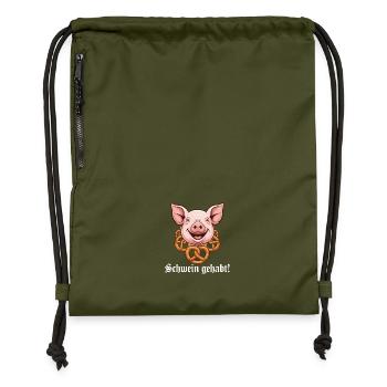 Pig had ! - Gymsac made from recycled material - military green - Front