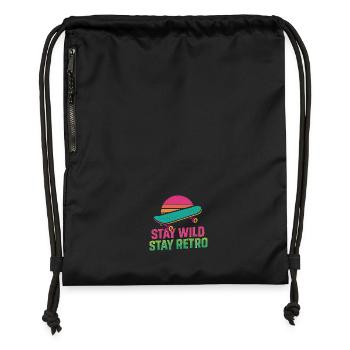 Stay Wild Retro Skate - Turnbeutel aus Recycling-Material - Schwarz - Vorne