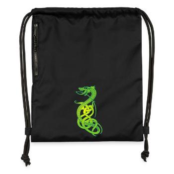 Infinite green and yellow snake - Gymsac made from recycled material - black - Front