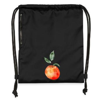 glowing peach with leaves illustration - Gymsac made from recycled material - black - Front