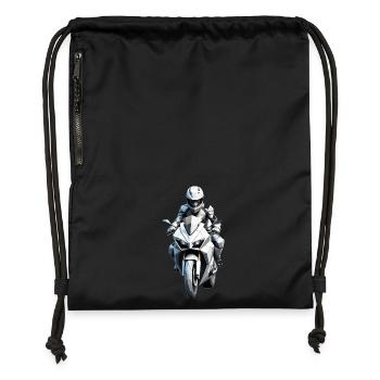 Biker Aufkleber - Motorrad Design - Turnbeutel aus Recycling-Material - military Green - Vorne