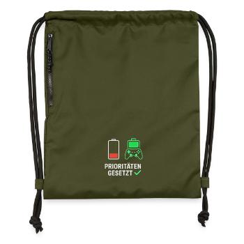 Gaming Motivation Design for Fans - Gymsac made from recycled material - military green - Front
