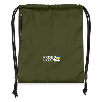 Proud ukrainian - Gymsac made from recycled material - military green - Front