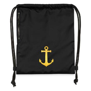 Cool Hipster Anchor (Golden Beach / beach - style) - Turnbeutel aus Recycling-Material - Schwarz - Vorne