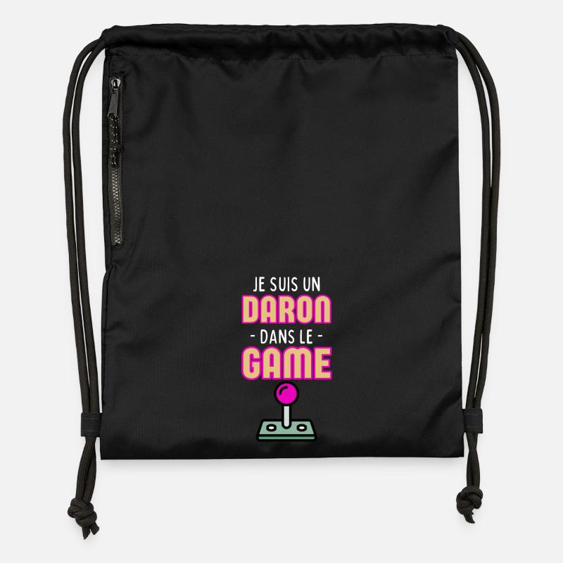 Je suis un Daron Dans dans le Game - Humour Papa - Sac à cordon en polyester recyclé - noir