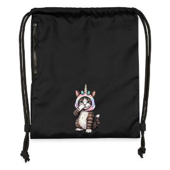 Unicorn Cat - Gymsac made from recycled material - black - Front