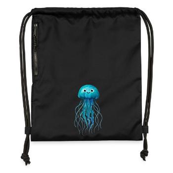 Cute Watercolour Jellyfish - Gymsac made from recycled material - black - Front