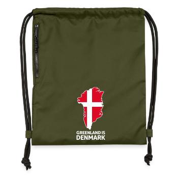 Carte du drapeau Groenland-Danemark - Sac à cordon en polyester recyclé - military green - Devant