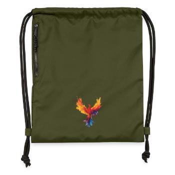 Fiery_Watercolor_Phoenix_Rebirth_Strength - Sac à cordon en polyester recyclé - military green - Devant