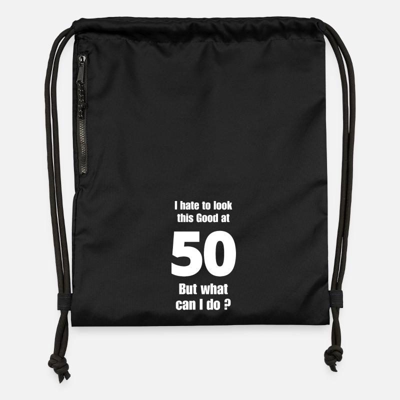 50e anniversaire - Sac à cordon en polyester recyclé - noir