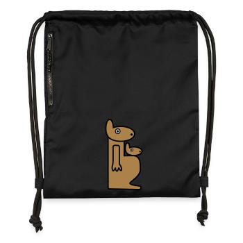 Känguru Schwangerschaft schwanger Mutter Baby Kind - Turnbeutel aus Recycling-Material - Schwarz - Vorne