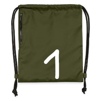 1 Nummer eins Zahl weiß Geburtstag - Turnbeutel aus Recycling-Material - military Green - Vorne