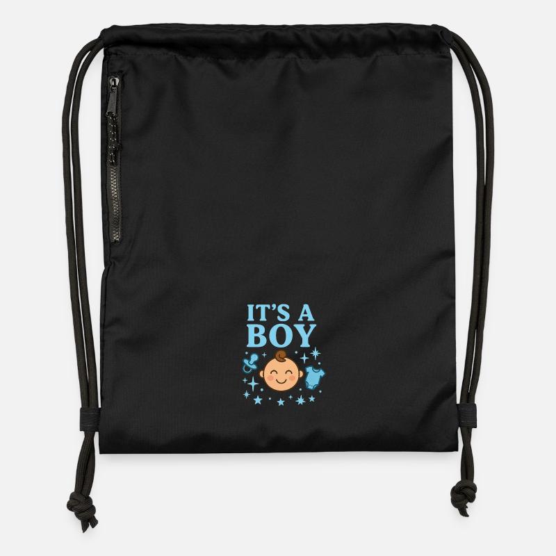 C’est un motif garçon – bébé - Sac à cordon en polyester recyclé - noir