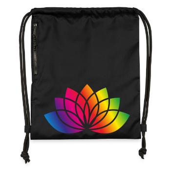 colorée fleurs stylisées symbole - Sac à cordon en polyester recyclé - noir - Devant
