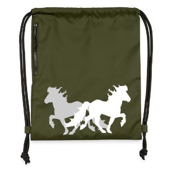 2 Chevaux Islandais Elégant Tölt Dames Filles Enfants - Sac à cordon en polyester recyclé - military green - Devant