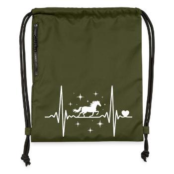 Heartbeat Horse Rider - Gymsac made from recycled material - military green - Front