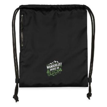 Wanderlust brings me luck - Gymsac made from recycled material - black - Front