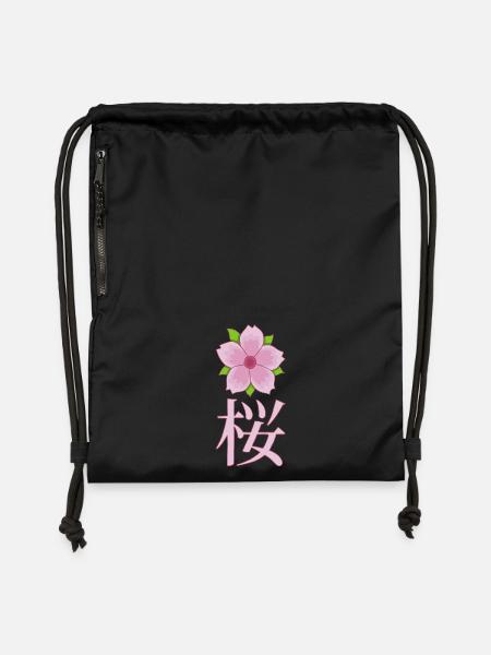 Japanische Kirschblüte - Turnbeutel aus Recycling-Material - Schwarz