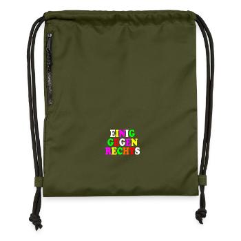 Einig gegen rechts - Turnbeutel aus Recycling-Material - military Green - Vorne