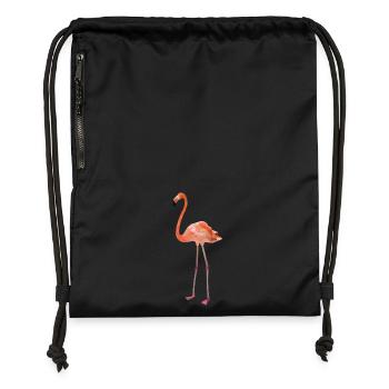Flamingo - Turnbeutel aus Recycling-Material - Schwarz - Vorne