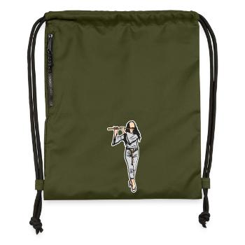 Croquis flûtiste - Sac à cordon en polyester recyclé - military green - Devant