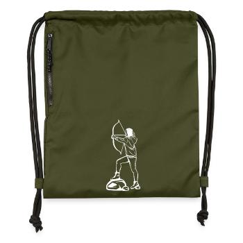 Archery Girl Drawing - Gymsac made from recycled material - military green - Front