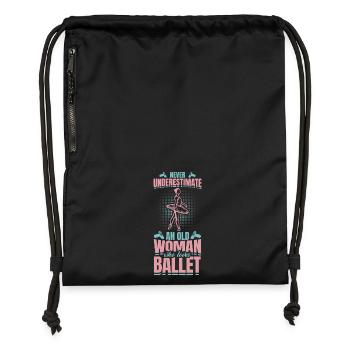 Never Underestimate An Old Ballet Dancer - Gymsac made from recycled material - black - Front