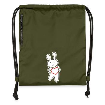 Häschen mit Herz: Liebe & Niedlichkeit - Turnbeutel aus Recycling-Material - military Green - Vorne