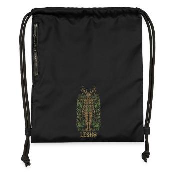 Leshy Slavic Forest Guardian Art - Gymsac made from recycled material - black - Front