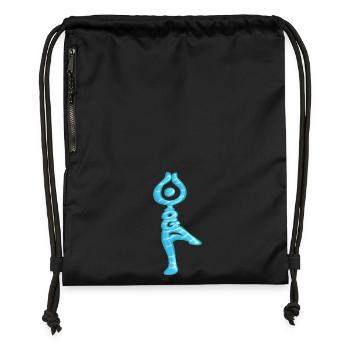 Yoga, gezogenes Wort - Turnbeutel aus Recycling-Material - Schwarz - Vorne