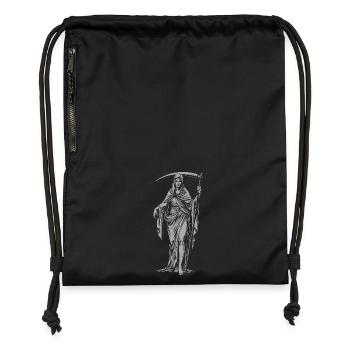 Faucheuse encapuchonnée avec la faux silencieuse - Sac à cordon en polyester recyclé - noir - Devant