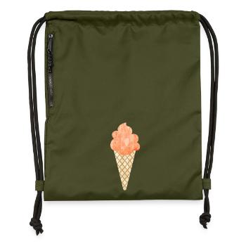 Eis Sommer Waffel Softeis Eiscreme süß fruchtig - Turnbeutel aus Recycling-Material - military Green - Vorne