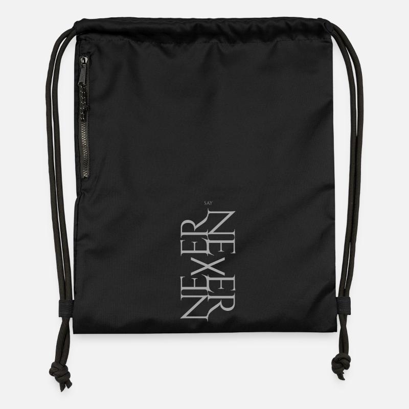 NEVER SAY NEVER – Statement Design - Gymsac made from recycled material - black