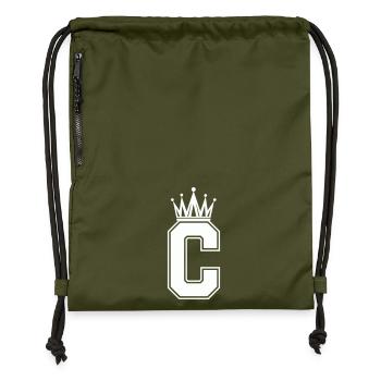 Letter C - Gymsac made from recycled material - military green - Front