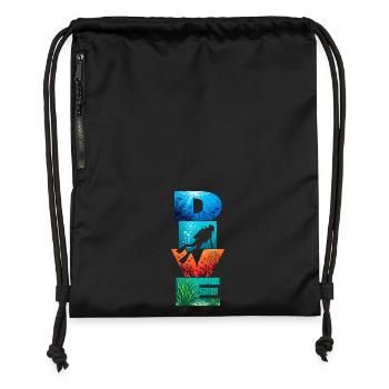 Dive Underwater Letter Art - Gymsac made from recycled material - black - Front