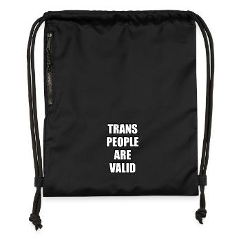 Les personnes trans sont valides - Sac à cordon en polyester recyclé - noir - Devant