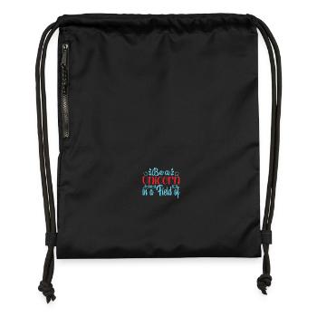 Soyez une licorne sur une prairie de chevaux Licorne - Sac à cordon en polyester recyclé - noir - Devant