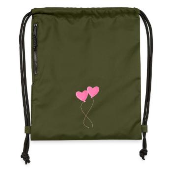 Herz Ballon Luftballon in Rosa Liebe - Turnbeutel aus Recycling-Material - military Green - Vorne