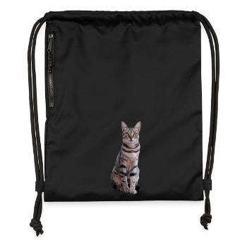 Katze Kätzchen Tigerkatze Katzenshirt Geschenk - Turnbeutel aus Recycling-Material - Schwarz - Vorne