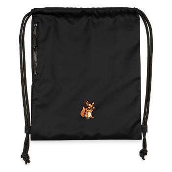 Écureuil Cool Animal - Sac à cordon en polyester recyclé - noir - Devant