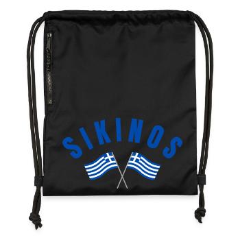 Drapeaux grecs de Sikinos - Sac à cordon en polyester recyclé - noir - Devant