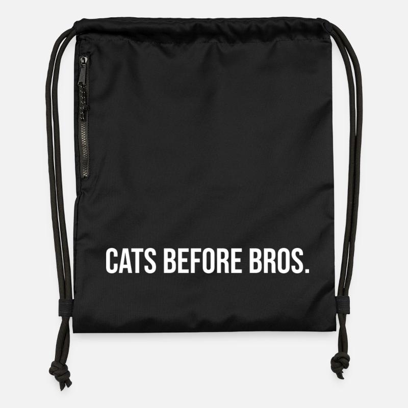 Cats Before Bros Slogan - Gymsac made from recycled material - black