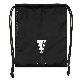 Glass Of Sparkling Wine (Funnel / Closed / White) - Gymsac made from recycled material - military green - Front