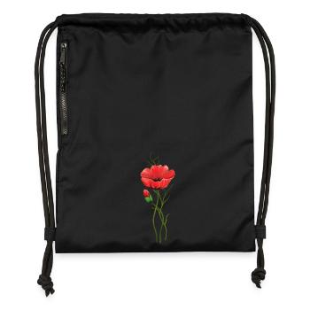 Blumen - Turnbeutel aus Recycling-Material - Schwarz - Vorne