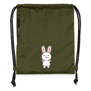 Cute Rabbit / Bunny - Gymsac made from recycled material - military green - Front