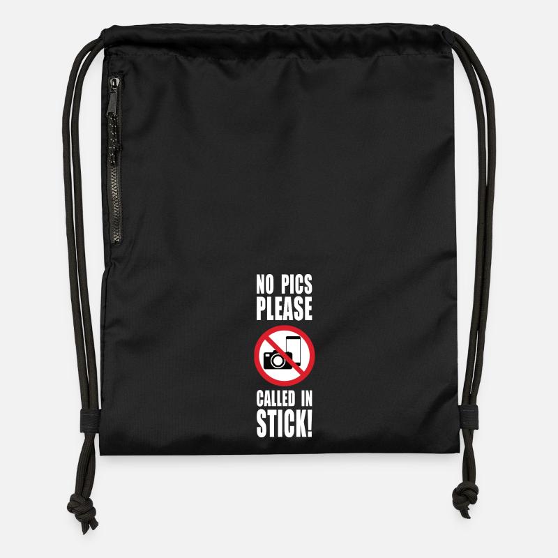 Pas de photos s’il vous plaît appelé malade - Sac à cordon en polyester recyclé - noir
